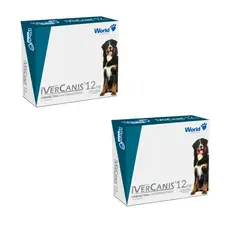 Kit 2 Ivercanis 12 Mg Carrapato Sarna 4 Comprimidos Cor 12mg World Veterinaria