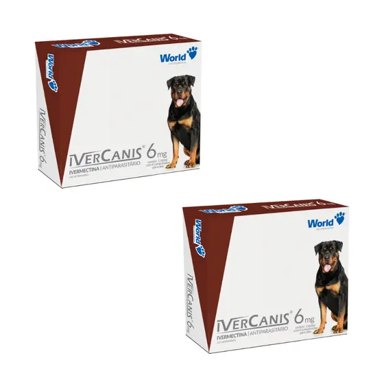 Kit 2 Ivercanis Ivermectina 6mg Remédio Pulgas Carrapatos e Sarna Caes 4 Comprimidos