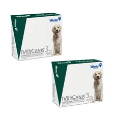 Kit 2 Ivercanis World Veterinaria Antipulgas Carrapatos Sarna 4 Comprimidos Caes 3mg