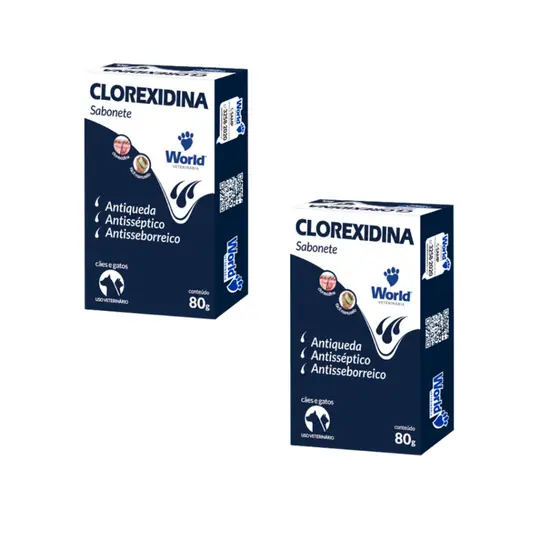 Kit com 2 Sabonetes Caes e Gatos World 80G Clorexidina Dugs