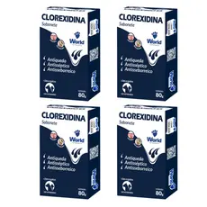 Kit com 4 Sabonetes Caes e Gatos World 80G Clorexidina Dugs