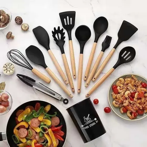 Jogo Completo de Utensílios de Cozinha de Silicone Itens Essenciais para sua Casa KITC/12