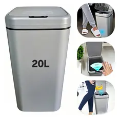 Lixeira Automática Sensor Inteligente Recarregável Higiênica Casa Escritório Cozinha Preto 20 Litros