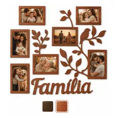 Porta Retrato Família MDF 7 Fotos Parede 50x45 Sala Quarto Presente Decorativo