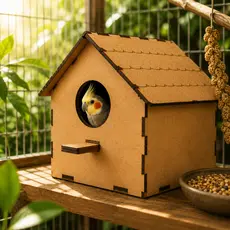 MDF Cru Ninho Calopsita 2,5mm Casa com Poleiro