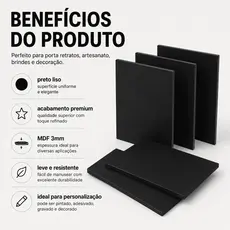 Kit Porta Retrato 10x15 MDF Preto 3mm Placa Inteira Lisa com Variações de 5 10 20 e 50 Unidades