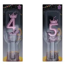 Vela de Aniversário Coroa Rosa Palito com Laço 0-9