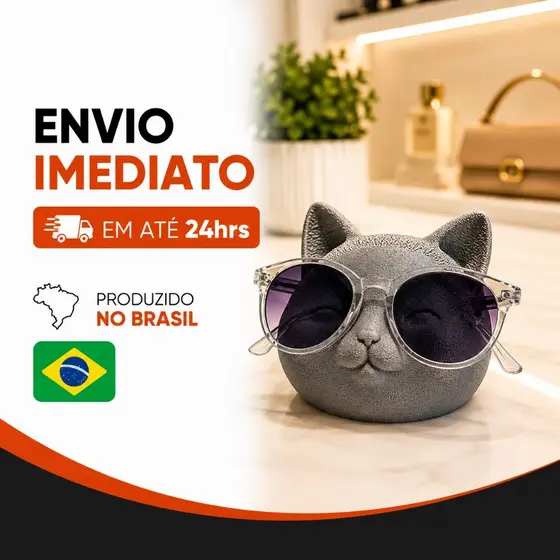 Suporte para Óculos Formato de Gato Decorativo Organizador de Mesa para Sala Quarto Escritório