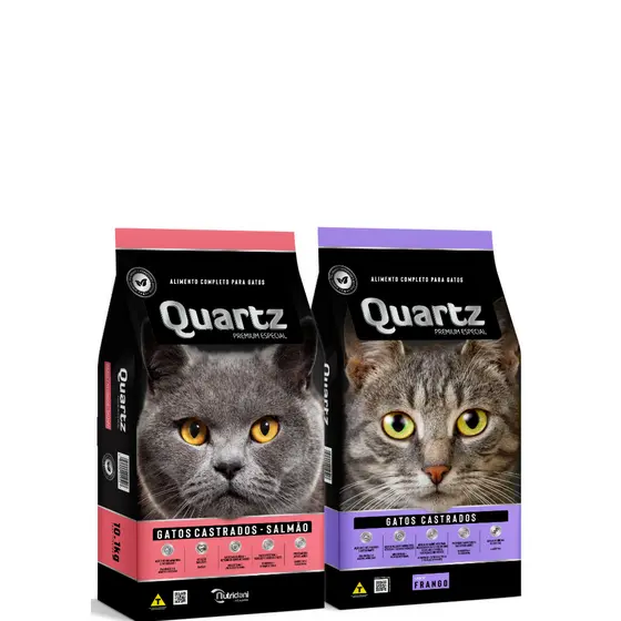 Ração Quartz para Gatos Castrados Frango e Salmão – Disponível em 10kg, 20kg e 30kg - 35% Proteína