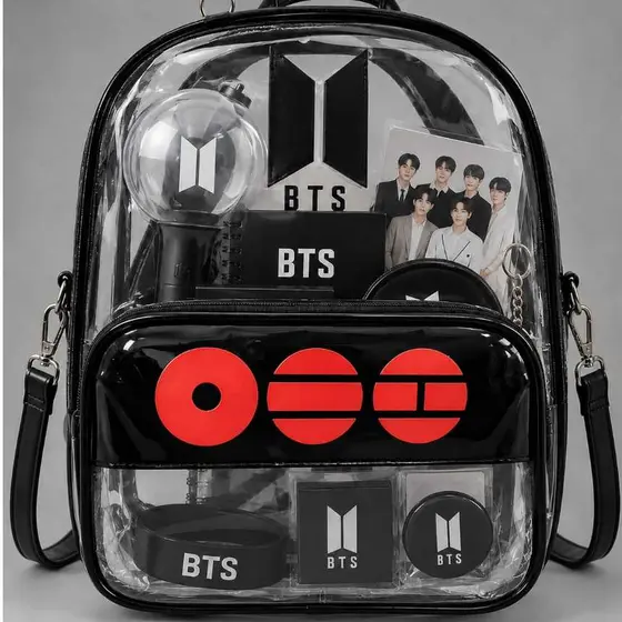 Bolsa Mochila Bts Tranparente 2 em 1 Kpop Army para Show e Passeios Design Premium