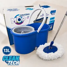 Esfregão Mop Giratório 360 - 13 Litros Para Limpeza de Piso - Pano de Microfibra