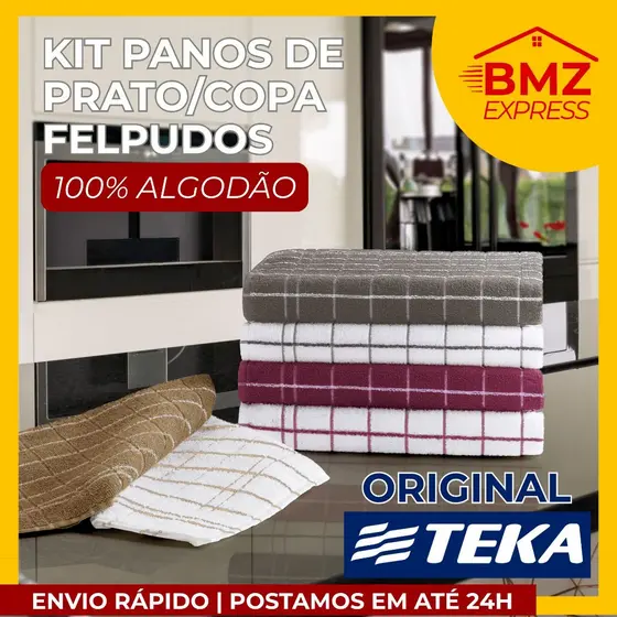 Kit 2/4/6 Pano de Prato Copa Chef Teka 100% Algodão Premium Felpudo Atoalhado Gourmet Multiuso