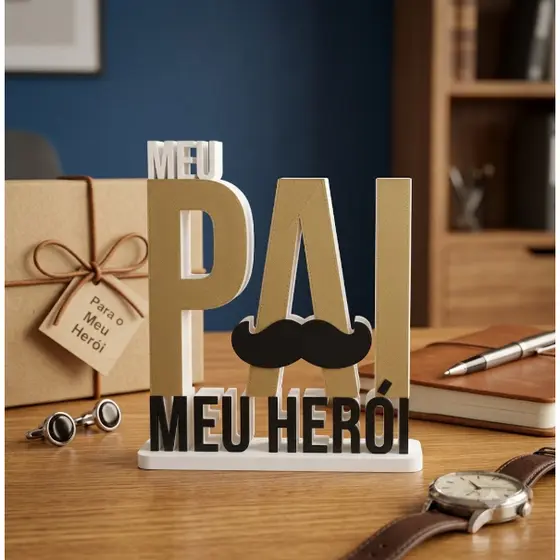 Presente Dia dos Pais Letreiro Pai Meu Herói Decoração Impressão 3D Lembrança para Pai Presente Criativo