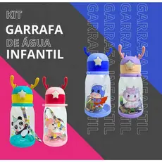 Kit 2 de Garrafa Infantil Alce com Adesivo Grifado 600ml