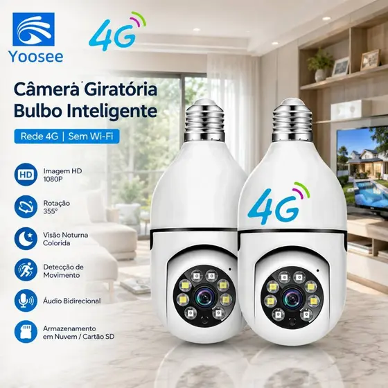 Câmera de segurança a Prova D'água sem fio gira 360 com app Yousee full HD visão notturna