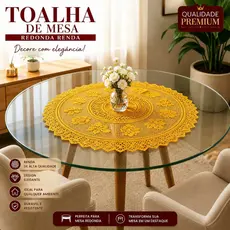 centro  de Mesa Redonda em Renda 1,35m – Elegância e Sofisticação para sua Decoração