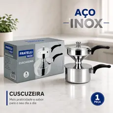 Cuscuzeira 9,5cm Inox Panela Vapor Compacta Prática Premium Base Dupla Cuscuz Gostoso Café da Manhã