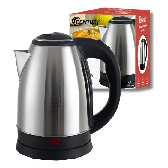 Chaleira Elétrica 1,8L Inox 1000W Fervura Rápida 127V e 220V Térmica Bule Com Tampa Premium Aço Inox