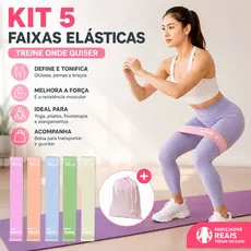 Kit Faixas Elásticas Para Exercícios Multifuncional Exercício Treino Em Casa 5 Níveis Yoga Fisioterapia e Treino