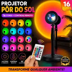 Pôr Do Sol Lâmpada USB 16 Cores Luz Noturna Ajustáveis Led Projetor com Controle Remoto