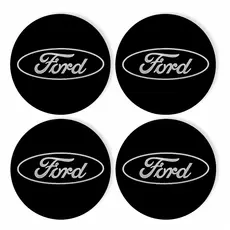 Kit 4 Emblema Calota Roda Ford Preto Adesivo Resinado 48mm Preto