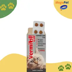Anti Pulgas e Carrapatos Vermitril Gatos 4 Comprimidos Mastigaveis