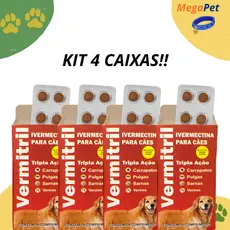 Vermitril Caes Anti Pulgas Carrapatos Vermes 16 Comprimidos 3mg Trata 15kg