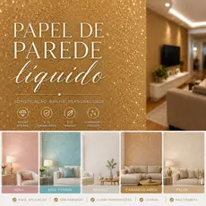 Papel de Parede Líquido Premium Com Dourado EuroPaper Decoração Para Quarto Sala Diversas Cores
