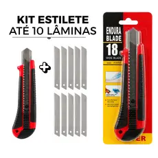 Estilete Profissional Emborrachado com Trava 18mm + Até 10 Lâminas