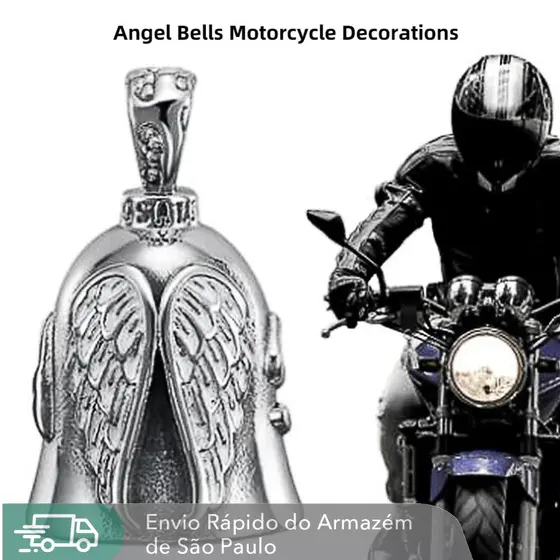 Sino Guardiao Moto Angel Bell Espanta Demonio Amuleto Protecao Motoqueiro Caveira Acessorio Guidao