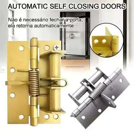 Dobradica com Mola Fechamento Automatico Porta 90 Graus Amortecedor Silencioso Inox Ferragem