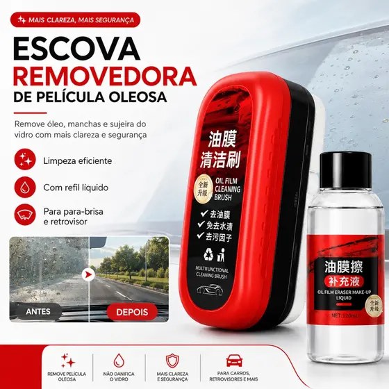 Escova de limpeza de filme de óleo Suprimentos de limpeza de vidro de carro Remoção poderosa de manchas Engrenagem front