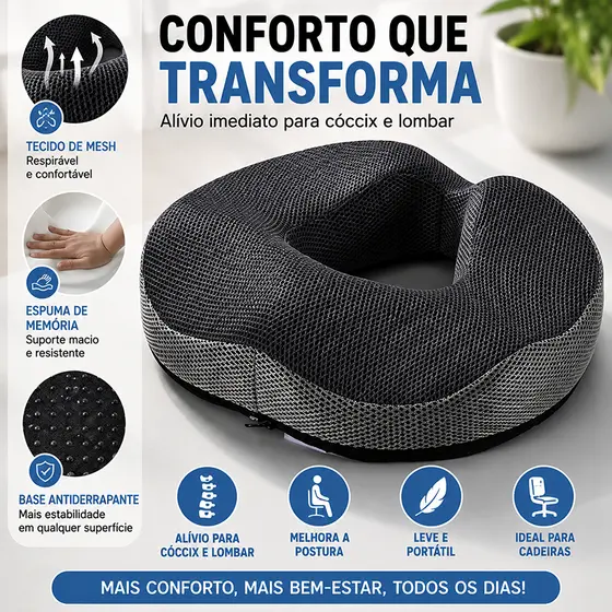Almofada Confortável para Hemorroidas e Coccix Viscoelástica Ideal Alívio Imediato para Carro Cadeira Gamer e Pós-parto