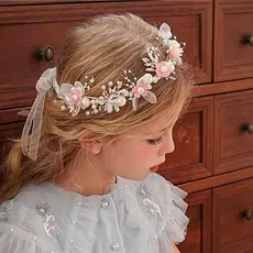 Tiara Daminha de Honra Infantil Coroa de Flores e Perolas Adequado Arranjo Enfeite Festa Debutante Noiva