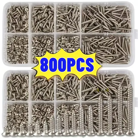 Kit 800 Peças Parafusos Chipboard Phillips e Buchas + Estojo Organizador Maleta Multiuso Oferta