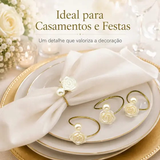 Kit 10 Anel Porta Guardanapos Argolas De Flor Premium