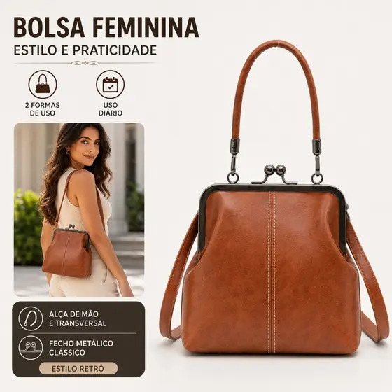 Bolsa Média De Ombro Crossbody Com Alça Transversal Feminina De Couro PU