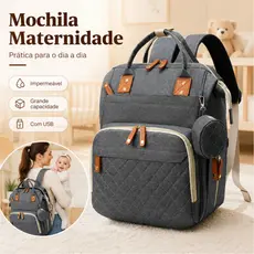 Mochila Maternidade Bebê Impermeável Grande Capacidade com Porta USB Bolsa Mamãe para Fraldas Viagem Passeio