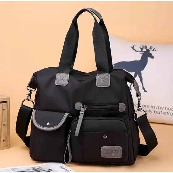 Bolsa Transversal e de Mão Nylon Oxford Impermeável Resistente Grande Capacidade Multi Uso para Trabalho Escola Viagem