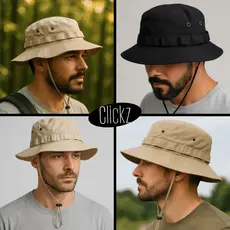 Chapéu Bucket Hat militar tático UV50+ para pesca, camping, trilha e caça – masculino e feminino