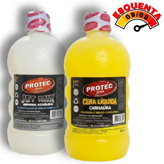 Cera Líquida Carnaúba 500 ml + Resina Jet Mix 500 ml - Kit Brilho Profissional