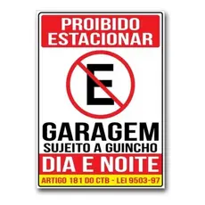 Garagem Proibido Parar E Estacionar Dia e Noite - Adesivo Vinil a prova d'água - Tamanho 20x30cm