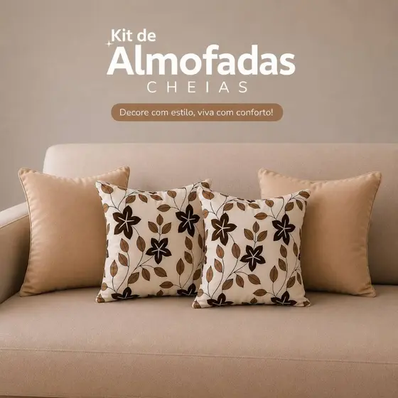 4 ALMOFADAS DECORATIVAS CHEIAS KIT |DECORAÇÃO PREMIUM