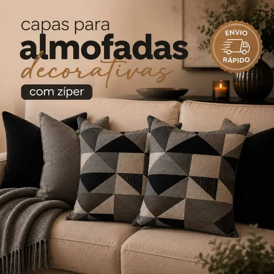 KIT 6 CAPAS P\ ALMOFADAS c\ZÍPER |DECORATIVAS SOFÁ SALA DECORAÇÃO LUXO