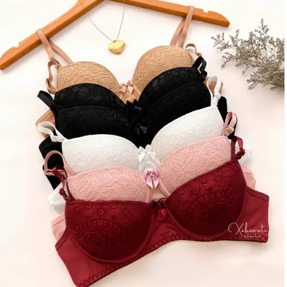 Kit Sutiãs de Renda com Bojo Aro Elegância Sustentação Alças Reguláveis Cores Sofisticadas Moda