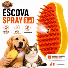 Escova Pet Vapor 3 em 1 Remove Pelos Spray Massageadora USB Cães Gatos
