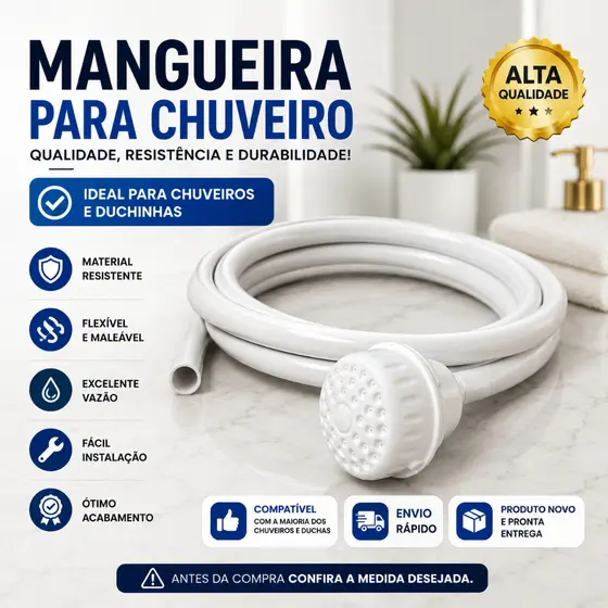 Mangueira e Chuveirinho Para Chuveiro Flexível Banho - Vários Tamanhos