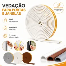 Fita Veda Fresta Adesivo Branco Marrom 6m/10m Anti Ruido Isolante Acústico Porta e Janela