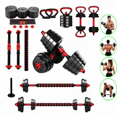 Kit Halter Ajustável 10/20/30kg 6 em 1 Barra e Kettlebell para Musculação em Casa Novo