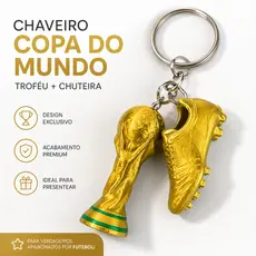 kit 10 Chaveiro Copa do Mundo 2026 Chuteira Dourada Lembrancinha Futebol Brinde Festa